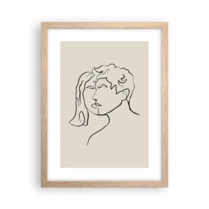 Plakat i ramme af lyst egetræ - Og enhed er blevet til - 30x40 cm