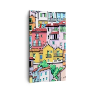 Lærredstryk - Billede på lærred - Glædelig by - 45x80 cm