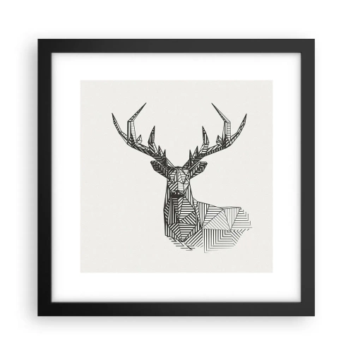 Plakat i sort ramme - Hjorte i kubistisk stil - 30x30 cm