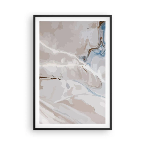 Plakat i sort ramme - Blå slynger sig under det hvide - 61x91 cm