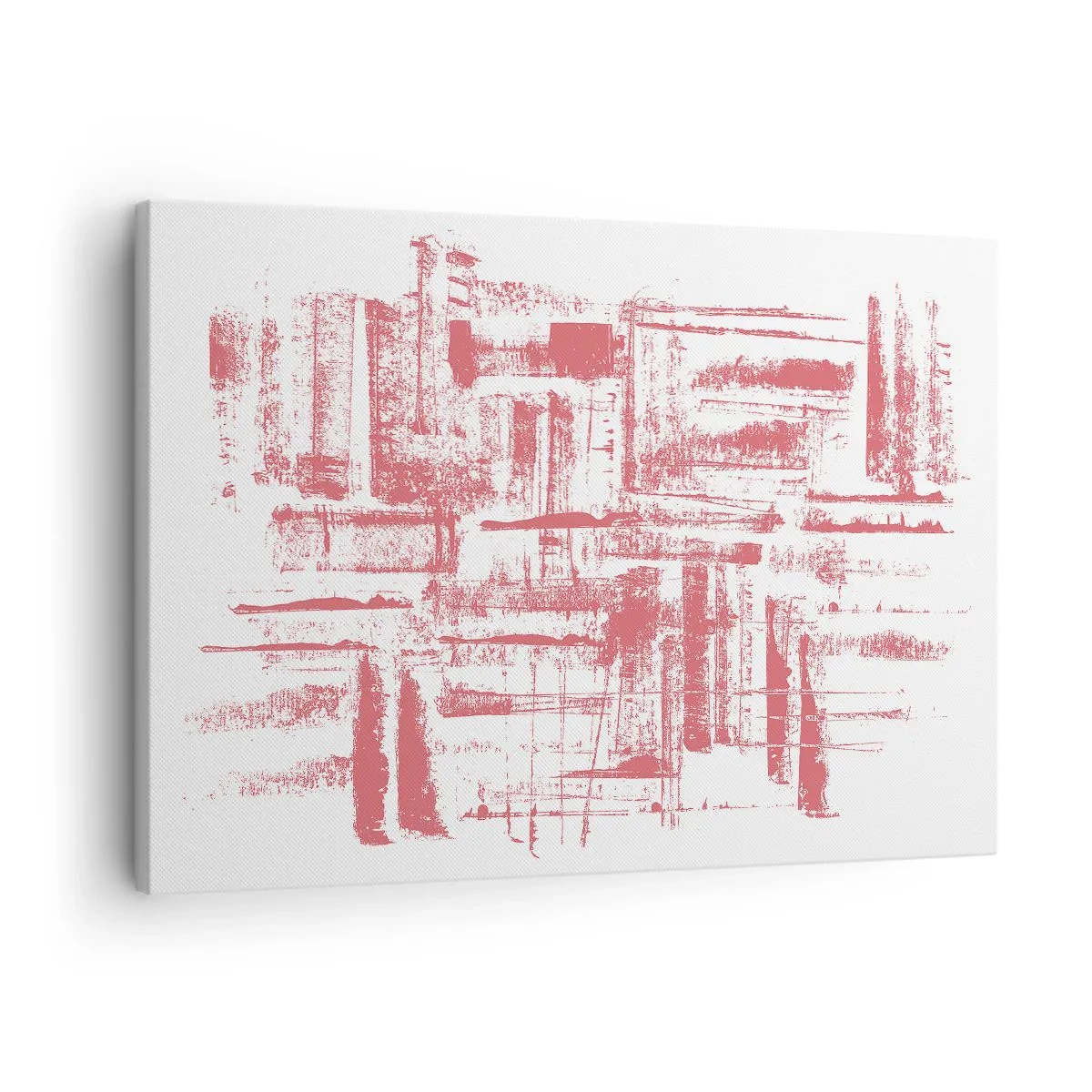 Lærredstryk - Billede på lærred - Abstrakte lyserøde teksturer på hvid baggrund - 70x50cm - Rød by - Moderne vægdekoration til stue og soveværelse ARTTOR