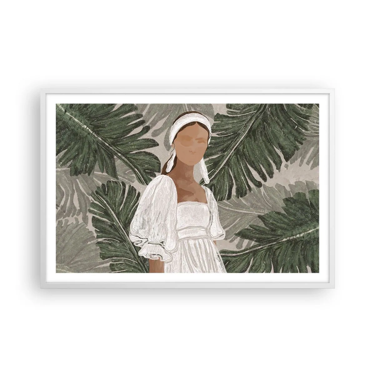 Plakat i hvid ramme - Eksotisk portræt - 91x61 cm