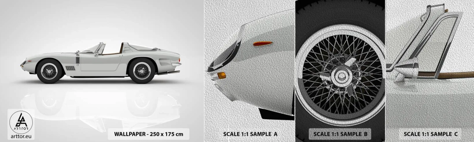 Prøve Fototapet Premium Sand - Løftet om sjov - Sportsvogn, Cabriolet, Automotive - 100x30 cm