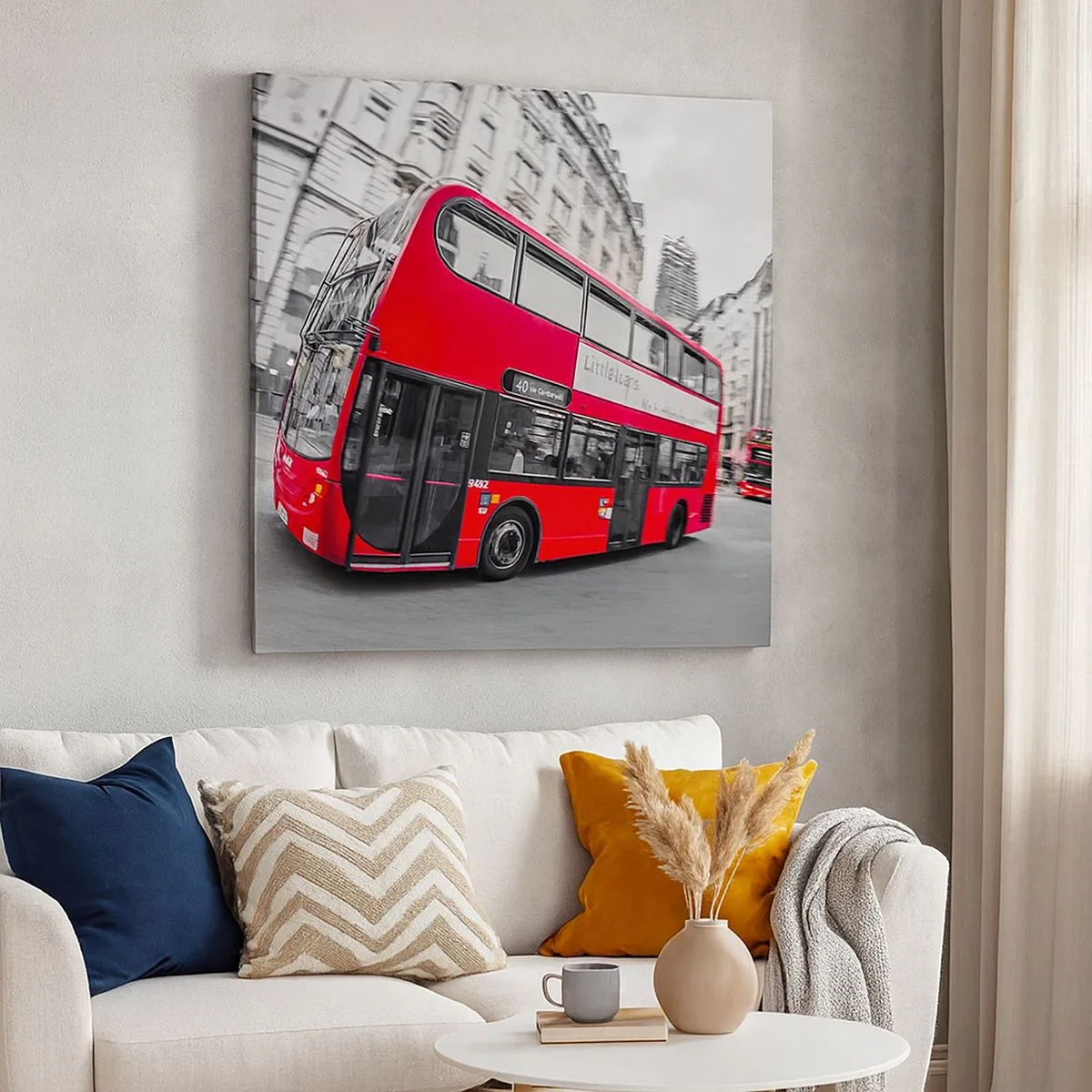 Lærredstryk - Billede på lærred - London traditionelt - by bus - 30x30 cm