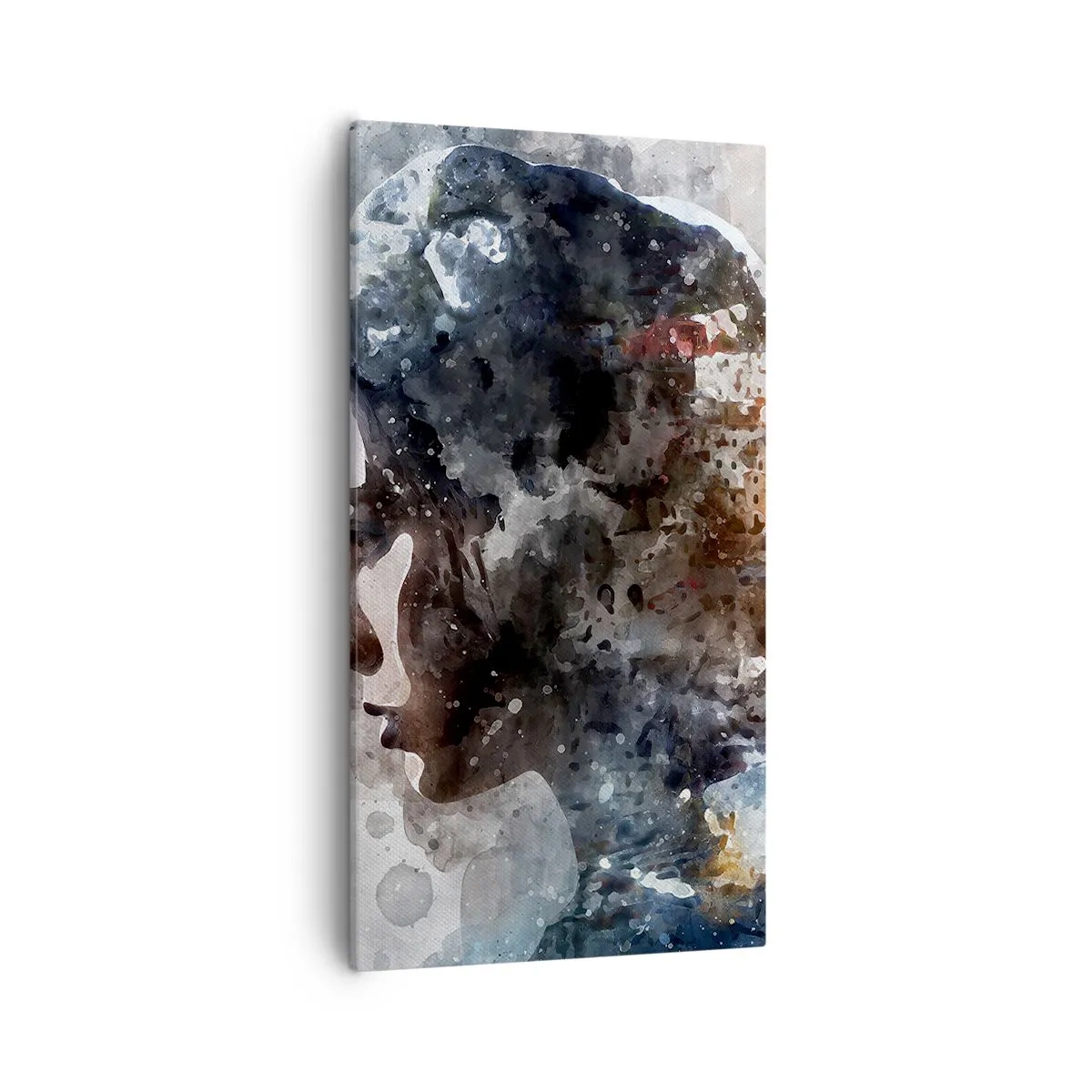 Lærredstryk - Billede på lærred - Historien om en pige med en by i baggrunden - 55x100 cm