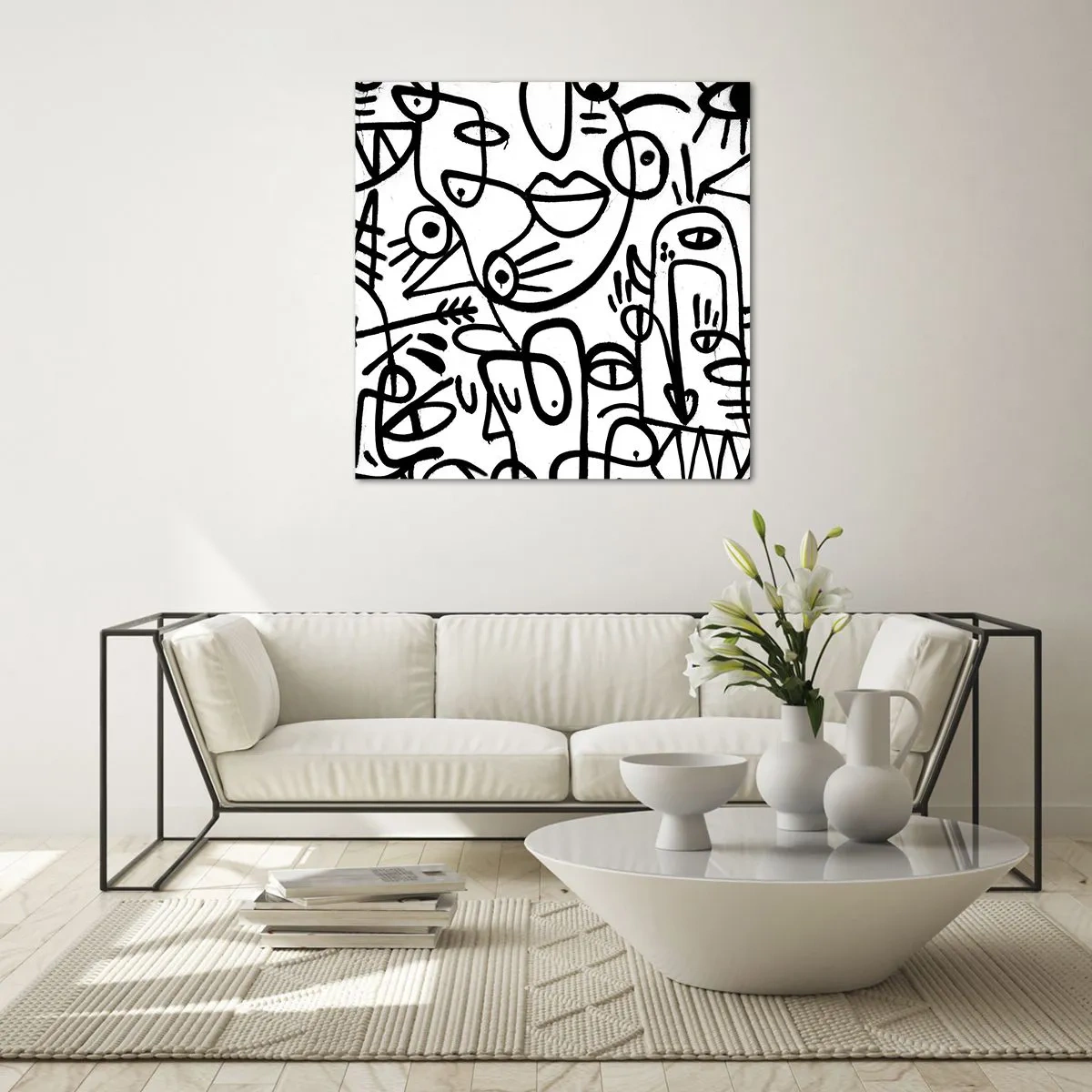 Billede på glas - Ansigter og luftspejlinger - 60x60 cm