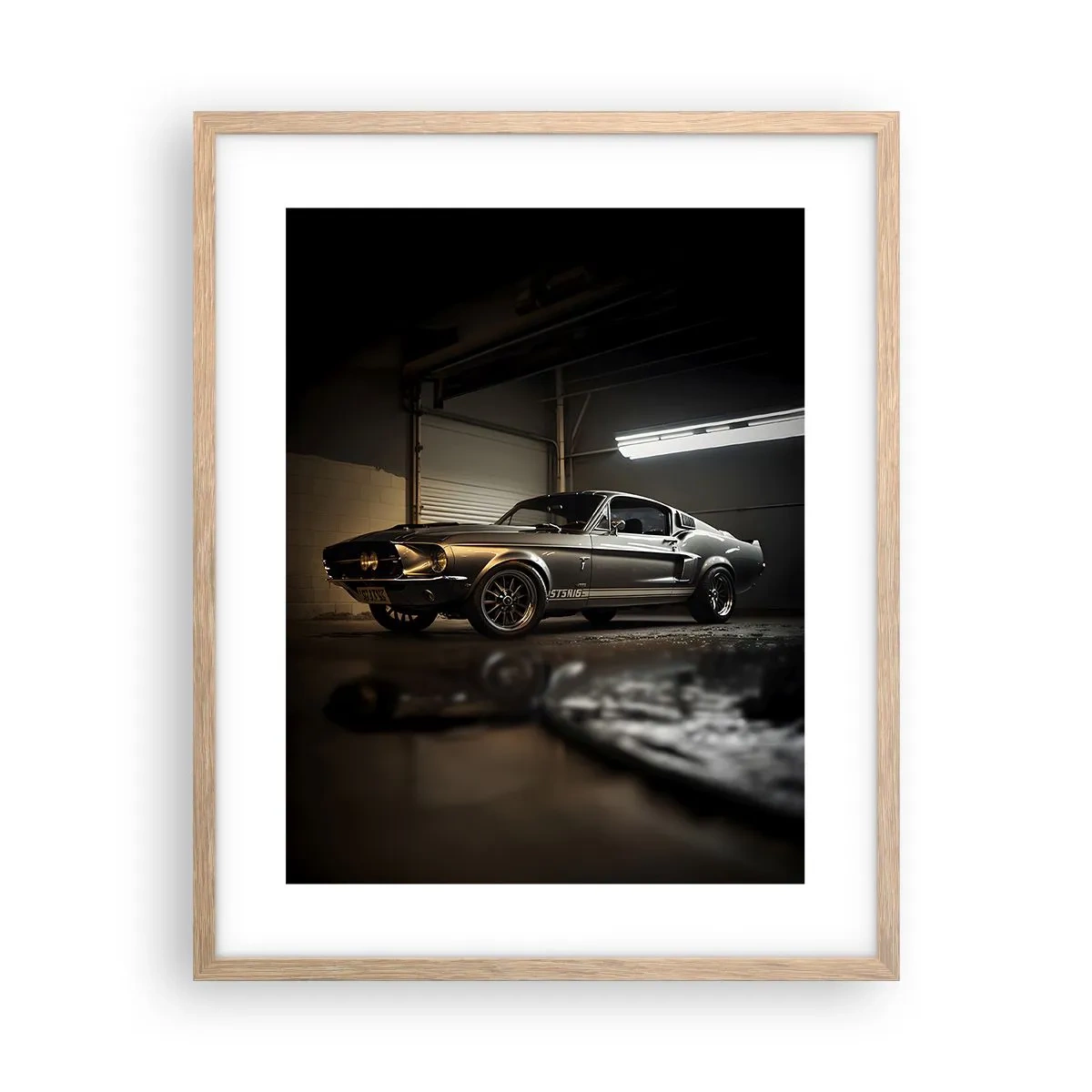 Plakat i ramme af lyst egetræ - Tilbage til fortiden - 40x50 cm