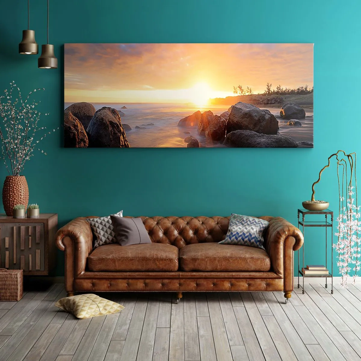 Lærredstryk - Billede på lærred - En lysende aftenbrise - 160x50 cm