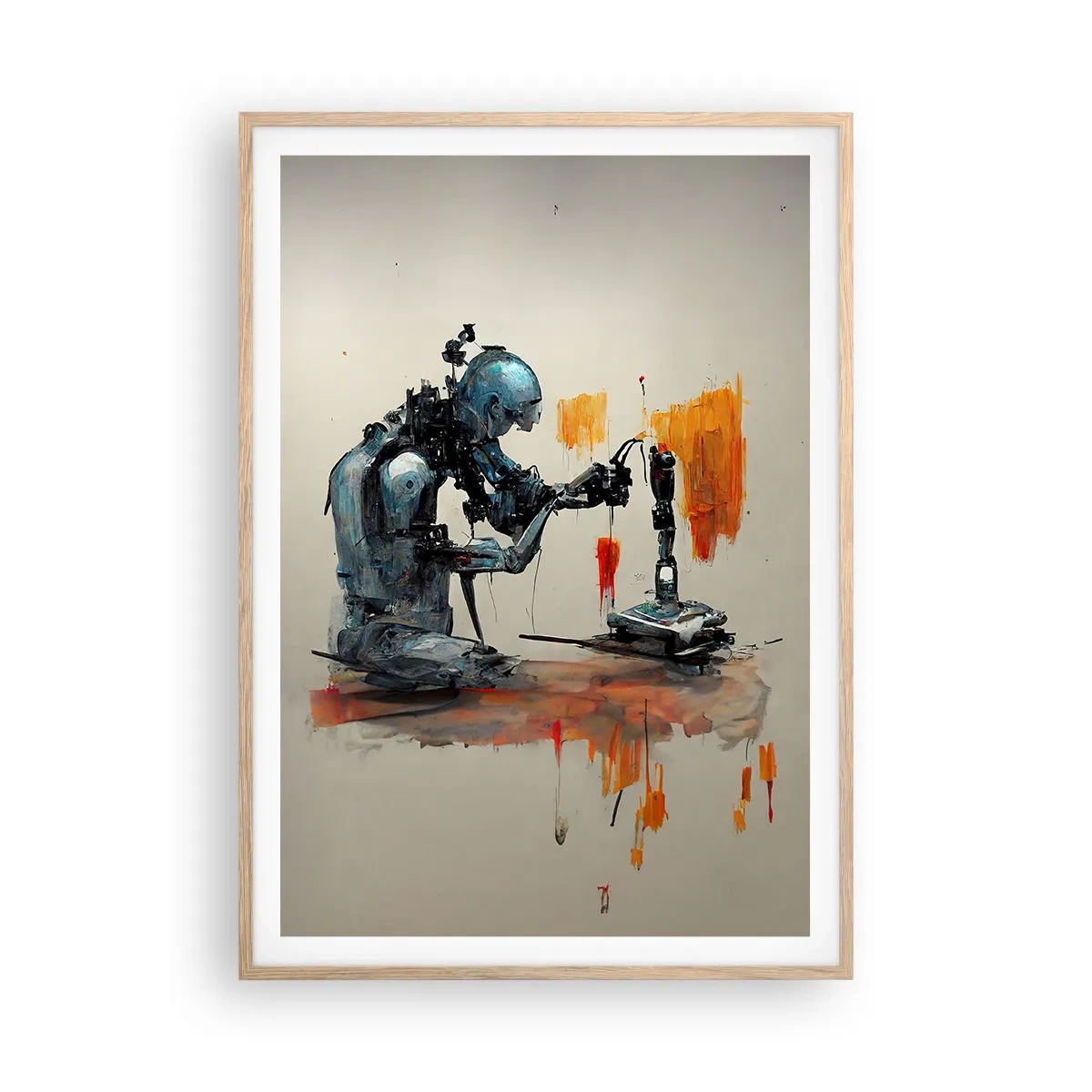 Plakat i ramme af lyst egetræ - Kommer i morgen... - 70x100 cm