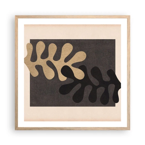 Plakat i ramme af lyst egetræ - Fravær og supplement - 60x60 cm