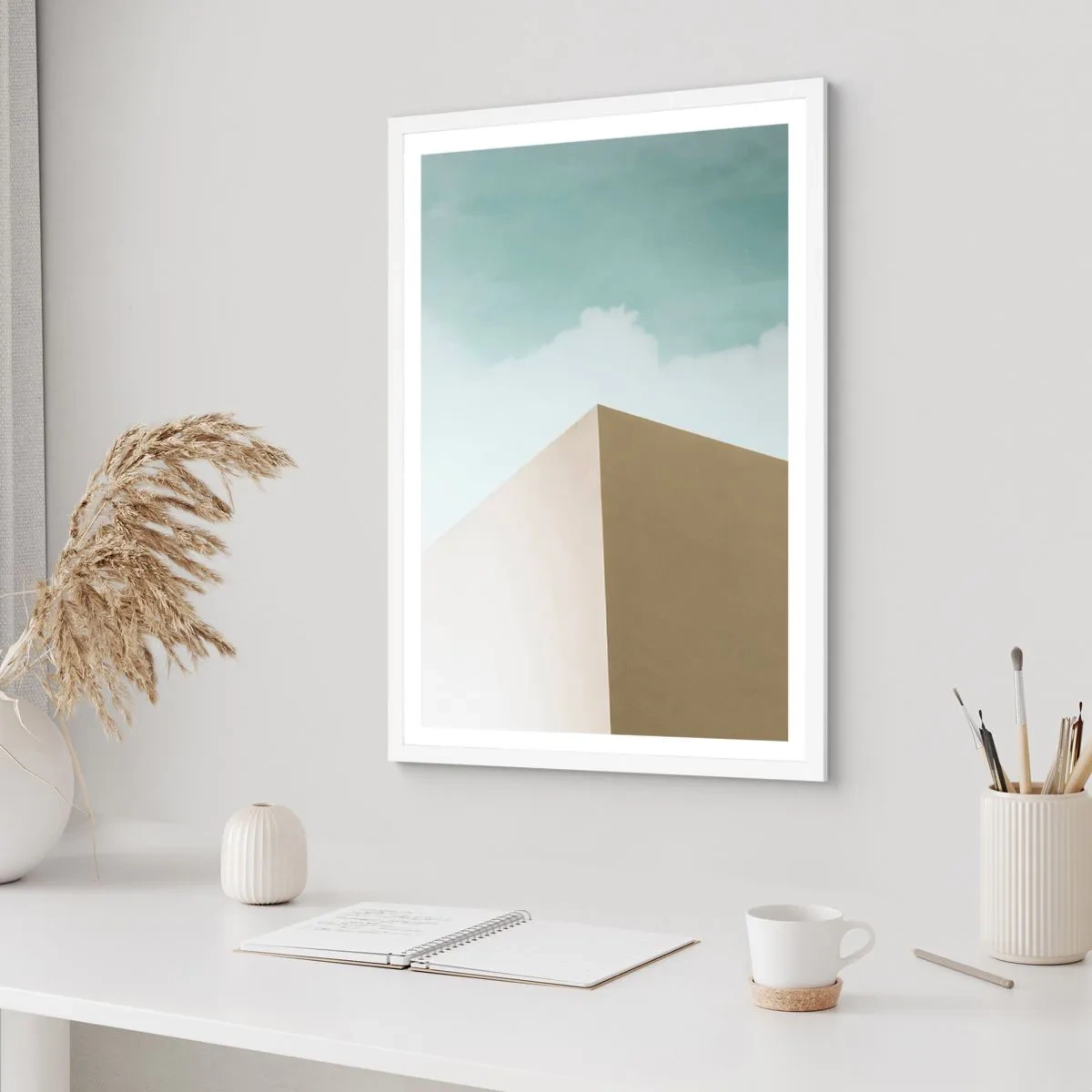 Plakat i hvid ramme - Geometri af en solrig sommer - 61x91 cm