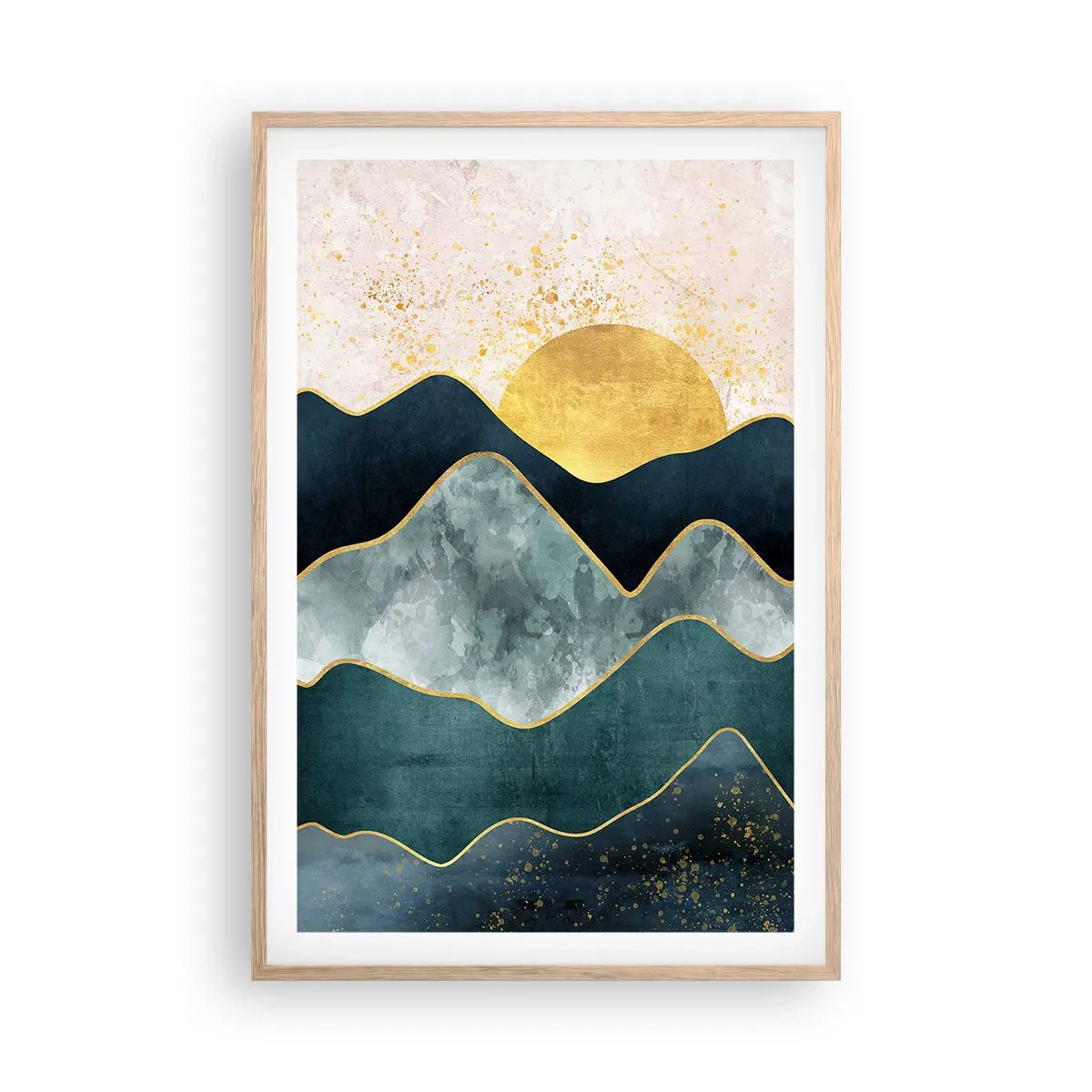 Plakat i ramme af lyst egetræ - Bag de syv bjerge - 61x91 cm