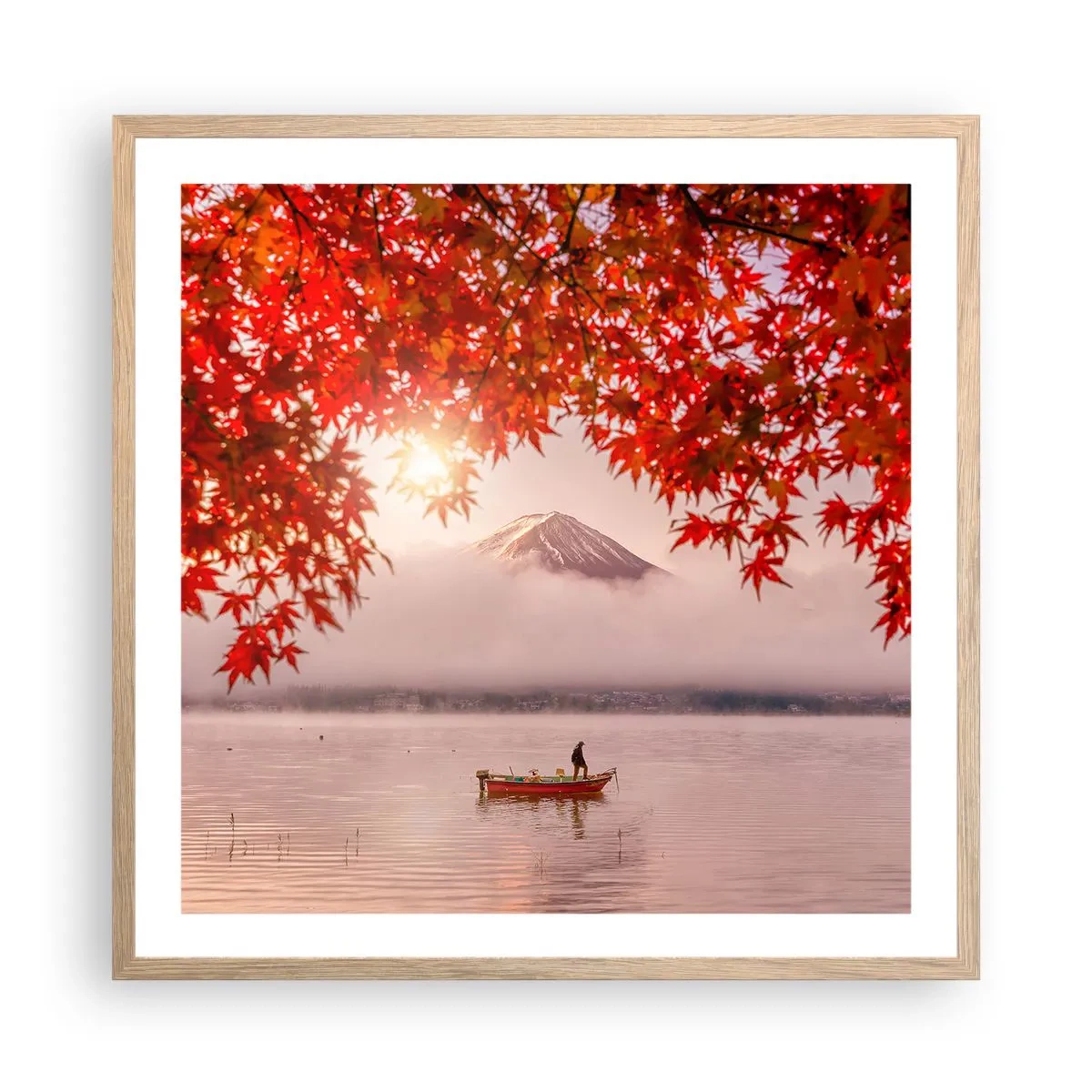 Plakat i ramme af lyst egetræ - I en japansk atmosfære - 60x60 cm