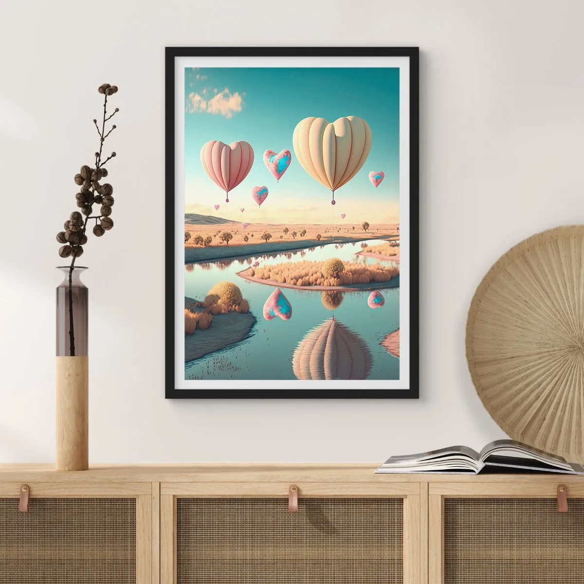 Plakat i sort ramme - Kærlighed lader dig svæve - 30x40 cm