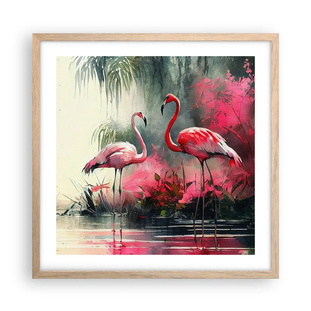 Plakat i ramme af lyst egetræ - En lektion i naturlig charme - 50x50 cm