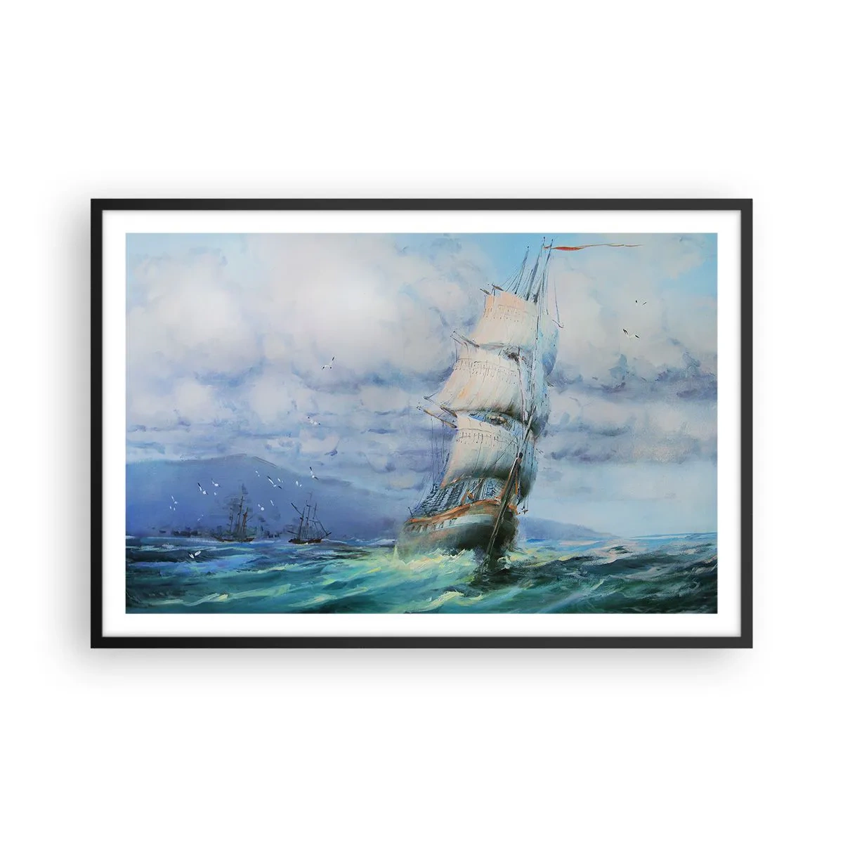 Plakat i sort ramme - God vind - 91x61 cm