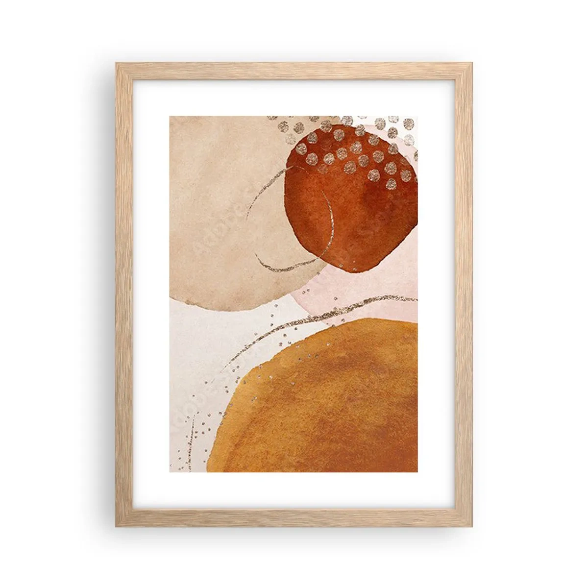 Plakat i ramme af lyst egetræ - Rundhed og bevægelse - 30x40 cm