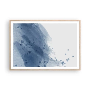 Plakat i ramme af lyst egetræ - Blå tyl - 100x70 cm
