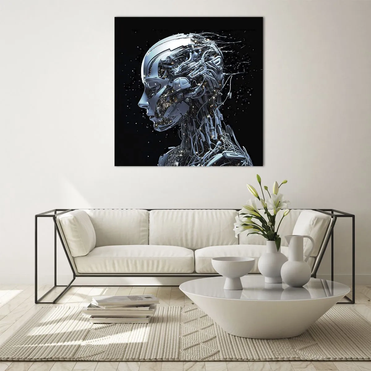 Billede på glas - Teknologi er en kvinde - 60x60 cm