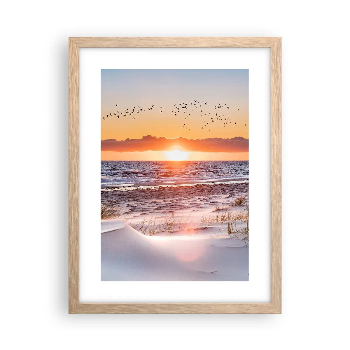 Plakat i ramme af lyst egetræ - Vandret landskab - 30x40 cm