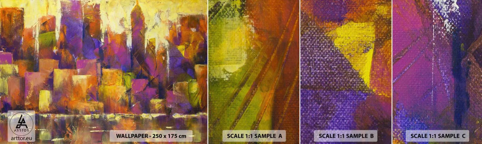 Fototapet Prøve Standard Eco - Metropolitansk sammensætning - Abstraktion, Stykke, Moderne kunst - 100x30 cm