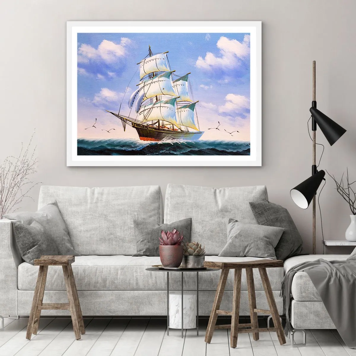 Plakat i hvid ramme - Stolt med vinden - 100x70 cm