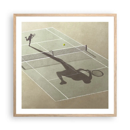 Plakat i ramme af lyst egetræ - Overvind dig selv - 60x60 cm
