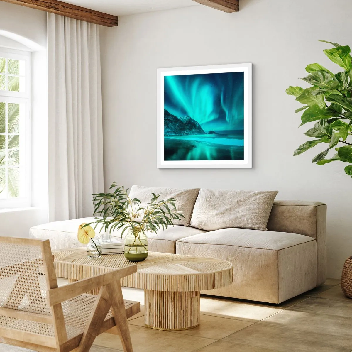 Plakat i hvid ramme - Nordens vidundere - 60x60 cm