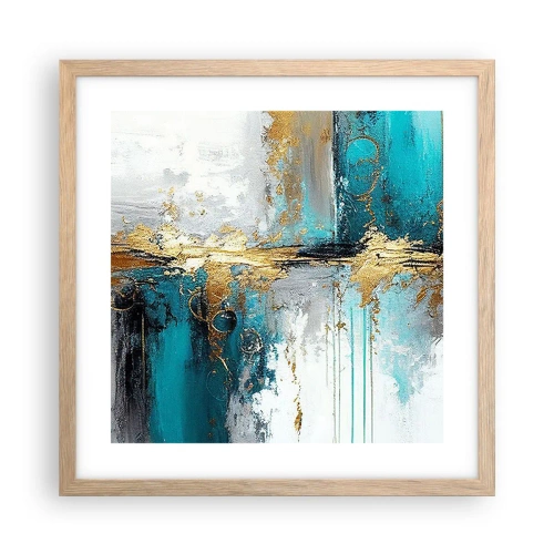 Plakat i ramme af lyst egetræ - Alting flyder - 40x40 cm