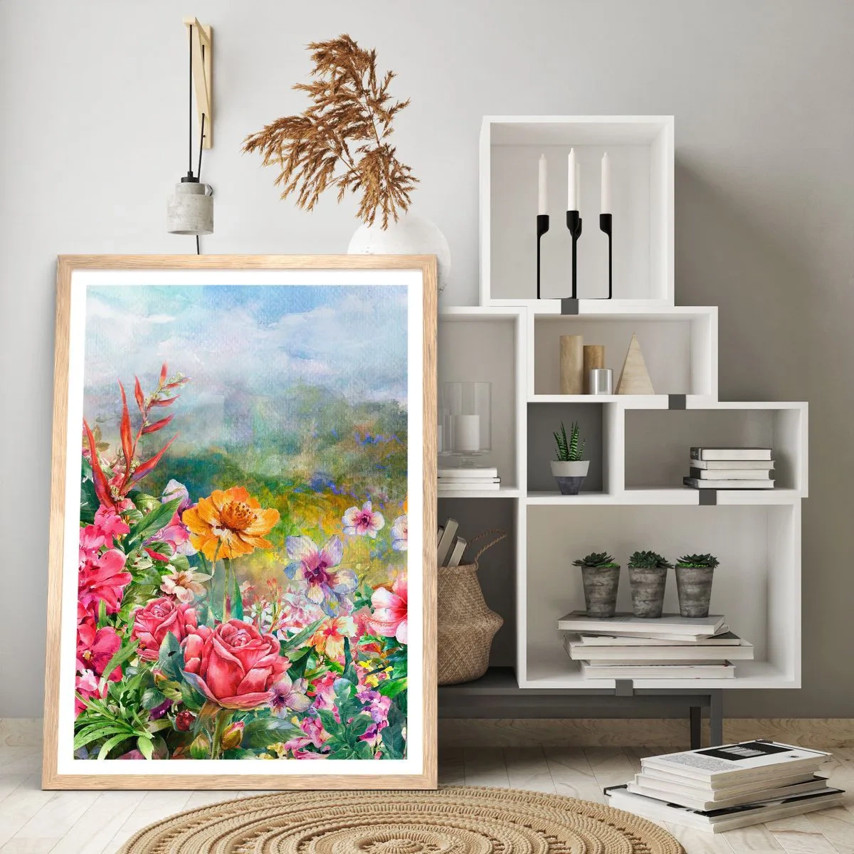 Plakat i ramme af lyst egetræ - En have, der er gået amok - 50x70 cm