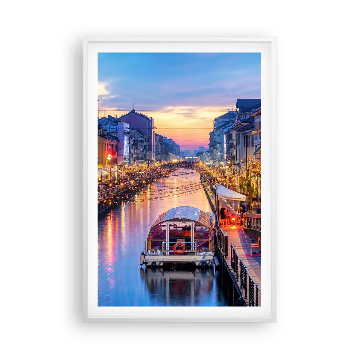 Plakat i hvid ramme - En aften med lys og sjov - 61x91 cm