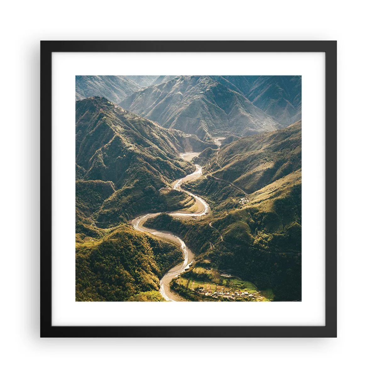 Plakat i sort ramme - Direkte fra hjertet af bjergene - 40x40 cm