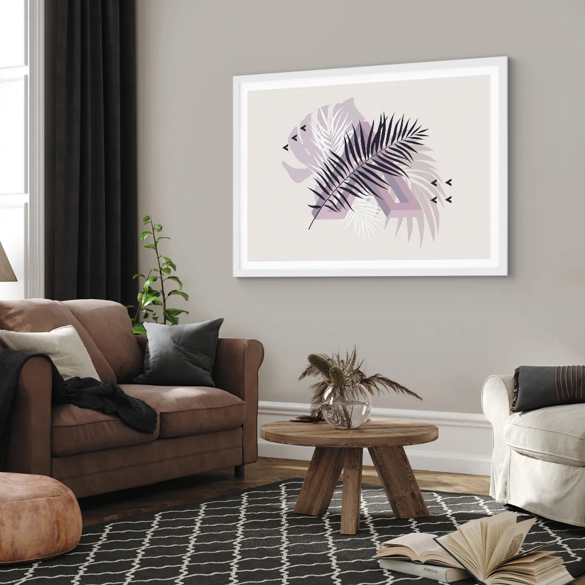 Plakat i hvid ramme - Skygge af en skygge - 100x70 cm