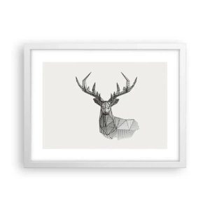 Plakat i hvid ramme - Hjorte i kubistisk stil - 40x30 cm