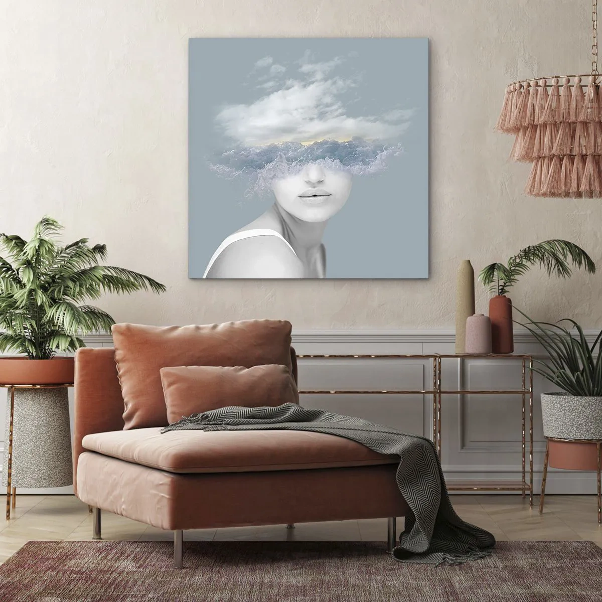 Lærredstryk - Billede på lærred - Med hovedet i skyerne - 30x30 cm