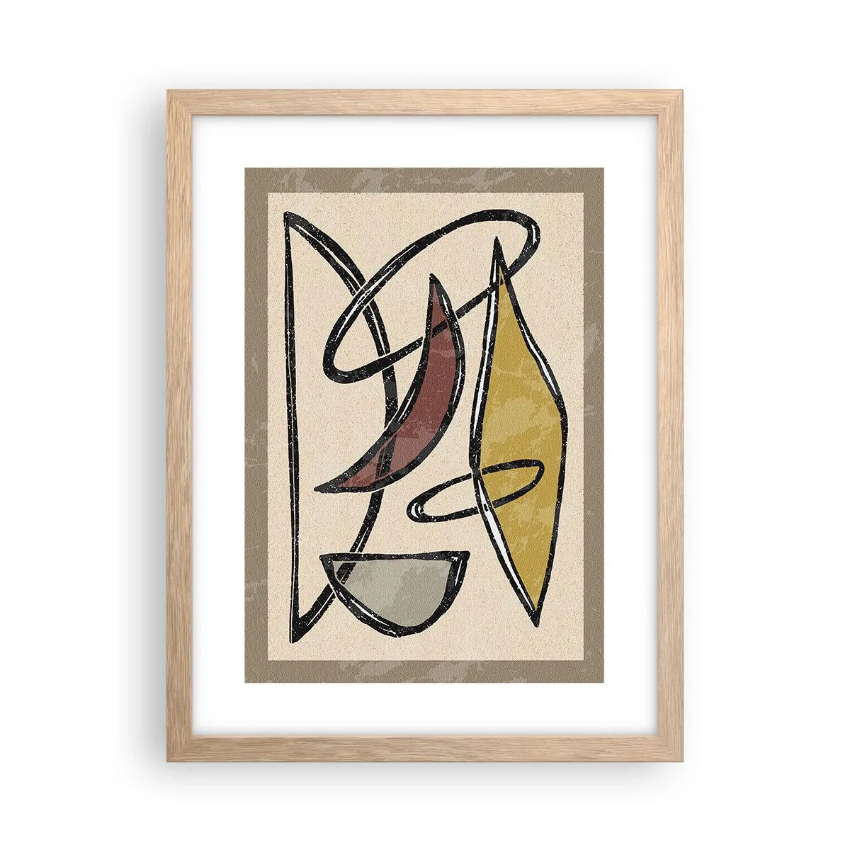 Plakat i ramme af lyst egetræ - Vertikaler og niveauer - 30x40 cm