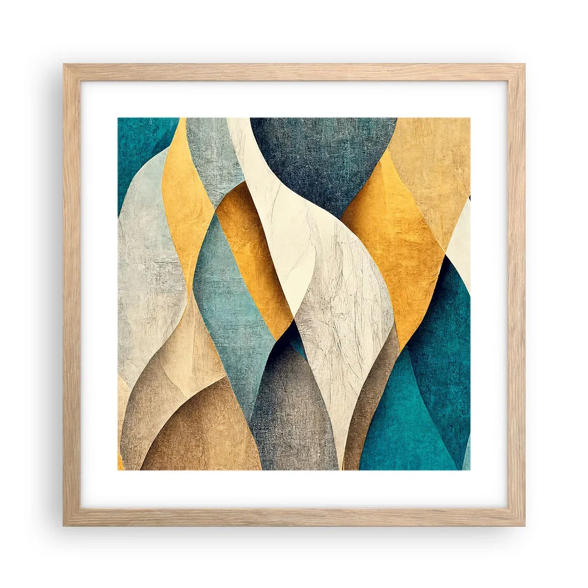 Plakat i ramme af lyst egetræ - Rytme og bølger - 40x40 cm