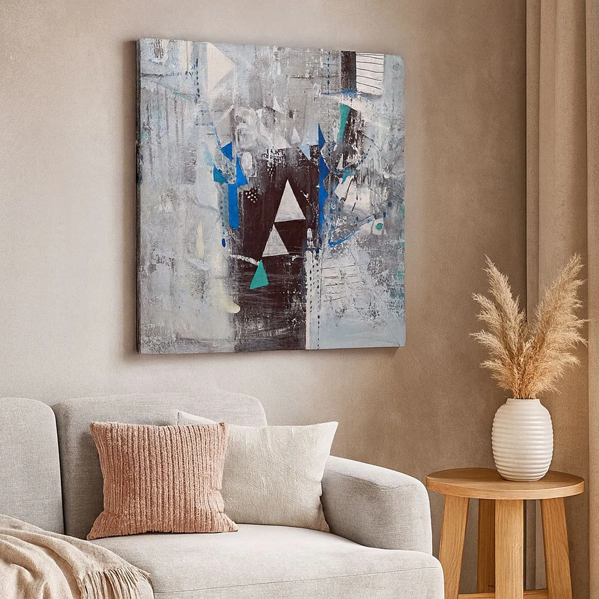 Lærredstryk - Billede på lærred - Overordnet rækkefølge af trekanter - 30x30 cm