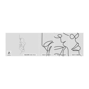 Prøve Fototapet Selvklæbende Deluxe Sticker - Gløderne af glubende begær - Grafik, Forelsket par, Kys - 100x30 cm