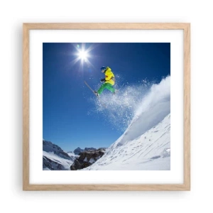 Plakat i ramme af lyst egetræ - Danser med bjergene - 40x40 cm
