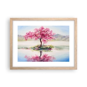 Plakat i ramme af lyst egetræ - Forårsfestival - 40x30 cm