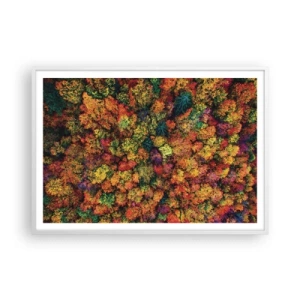 Plakat i hvid ramme - Buket af efterårstræer - 100x70 cm