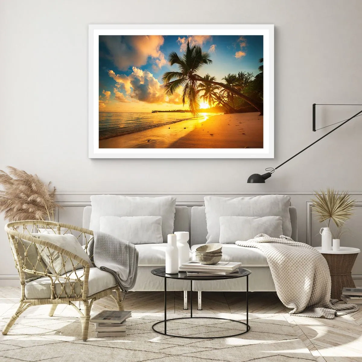 Plakat i hvid ramme - Caribisk drøm - 100x70 cm