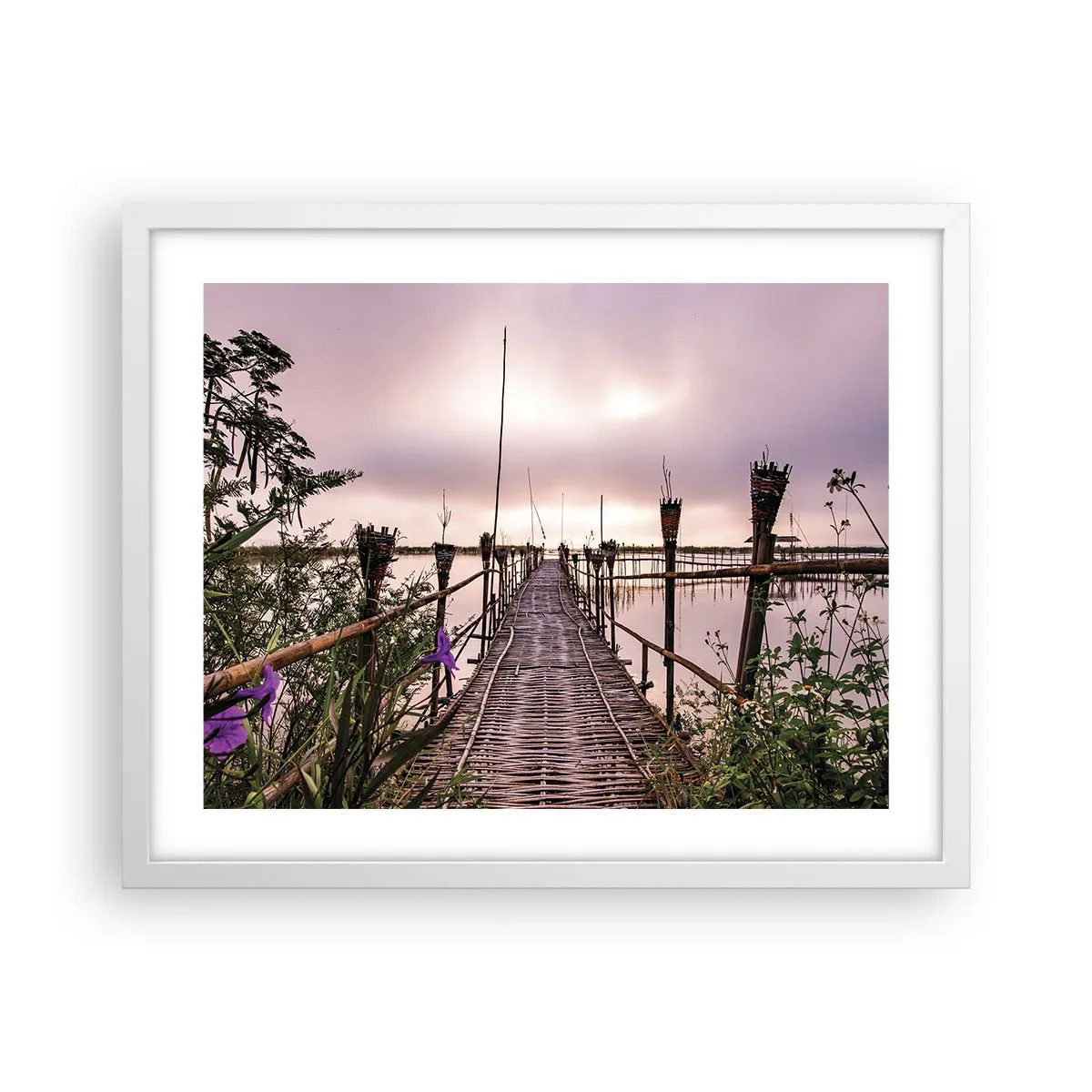 Plakat i hvid ramme - Den stille og rolige atmosfære i Asien - 50x40 cm