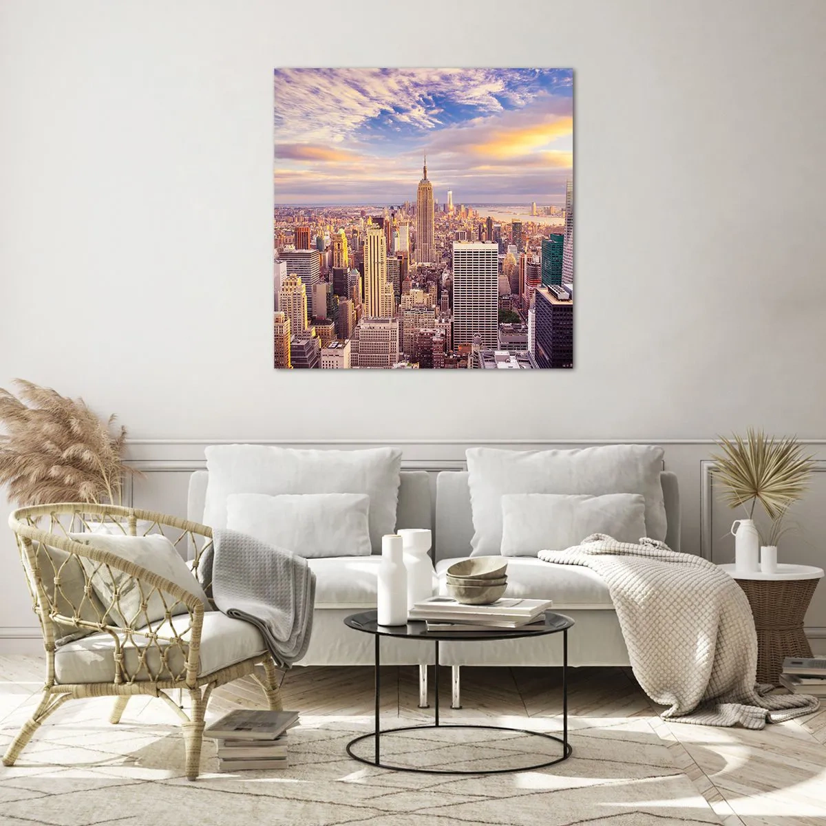 Billede på glas - Ræk ud efter skyerne selv - 60x60 cm