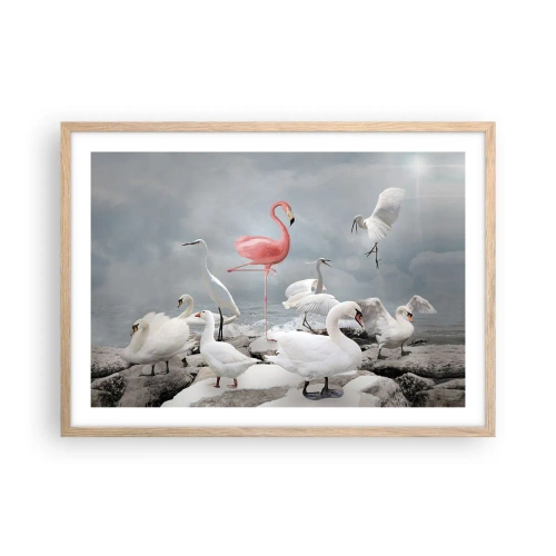 Plakat i ramme af lyst egetræ - Hvor kommer jeg fra? - 70x50 cm