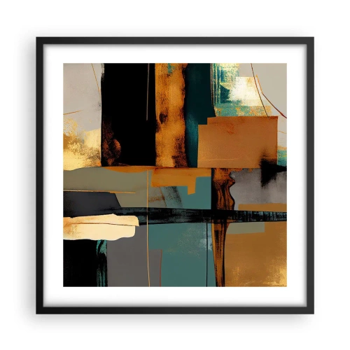 Plakat i sort ramme - Abstraktion - lys og skygge - 50x50 cm