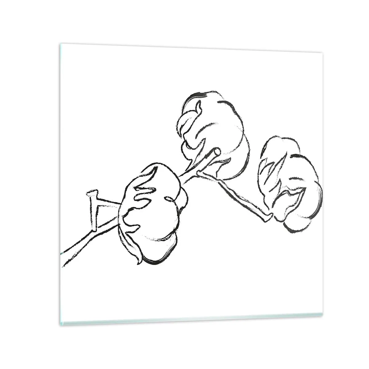 Billede på glas - Bomuld ned - 40x40 cm