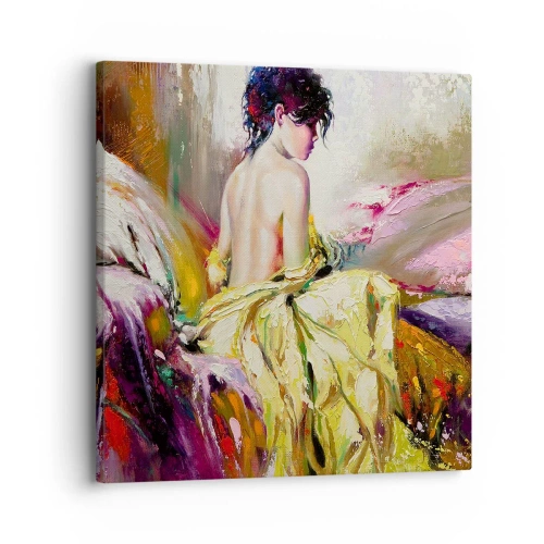 Lærredstryk - Billede på lærred - Mellem munden og kanten af bægeret - 30x30 cm