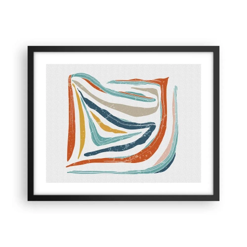 Plakat i sort ramme - Venligt smilende abstraktion - 50x40 cm